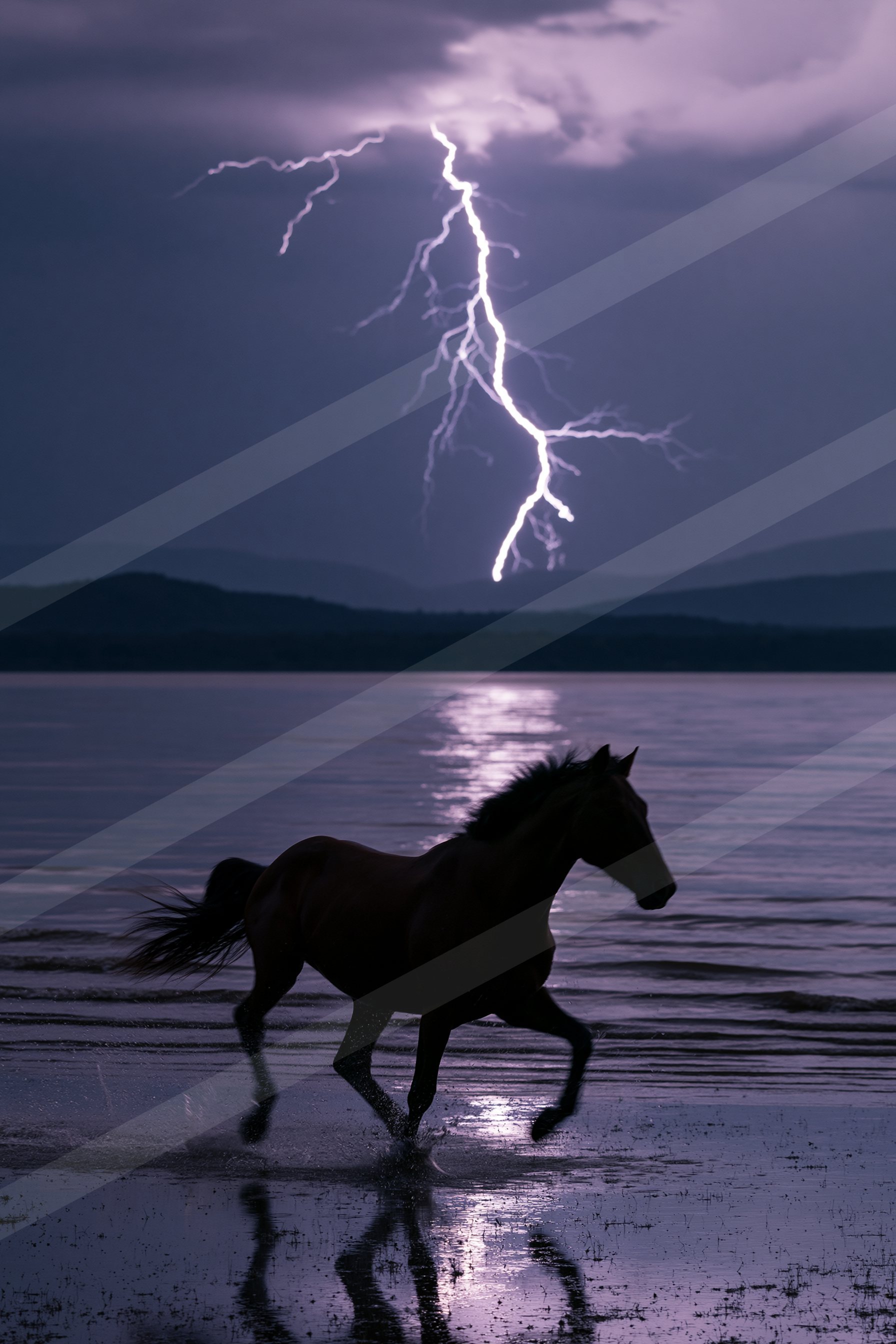A dramatic negative space sky scene of a lightning.