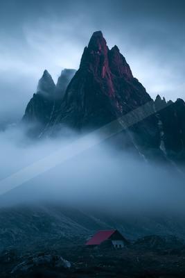 A bright landscape of mountains.