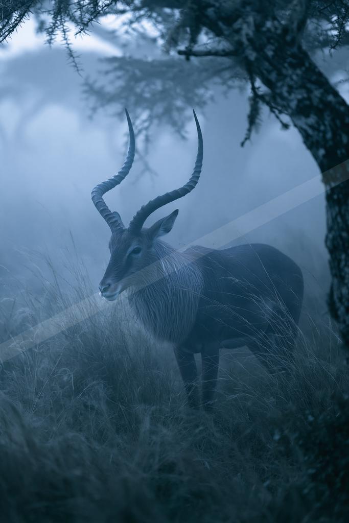A black-toned bright photograph of impala, hartebeest, gazelle.