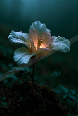 A moody nature scene of flowers.