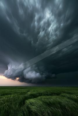 A moody sky scene of storm, clouds.