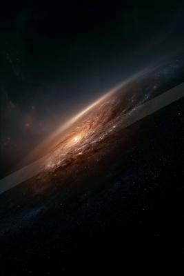 A moody sky scene of a galaxy, dust.