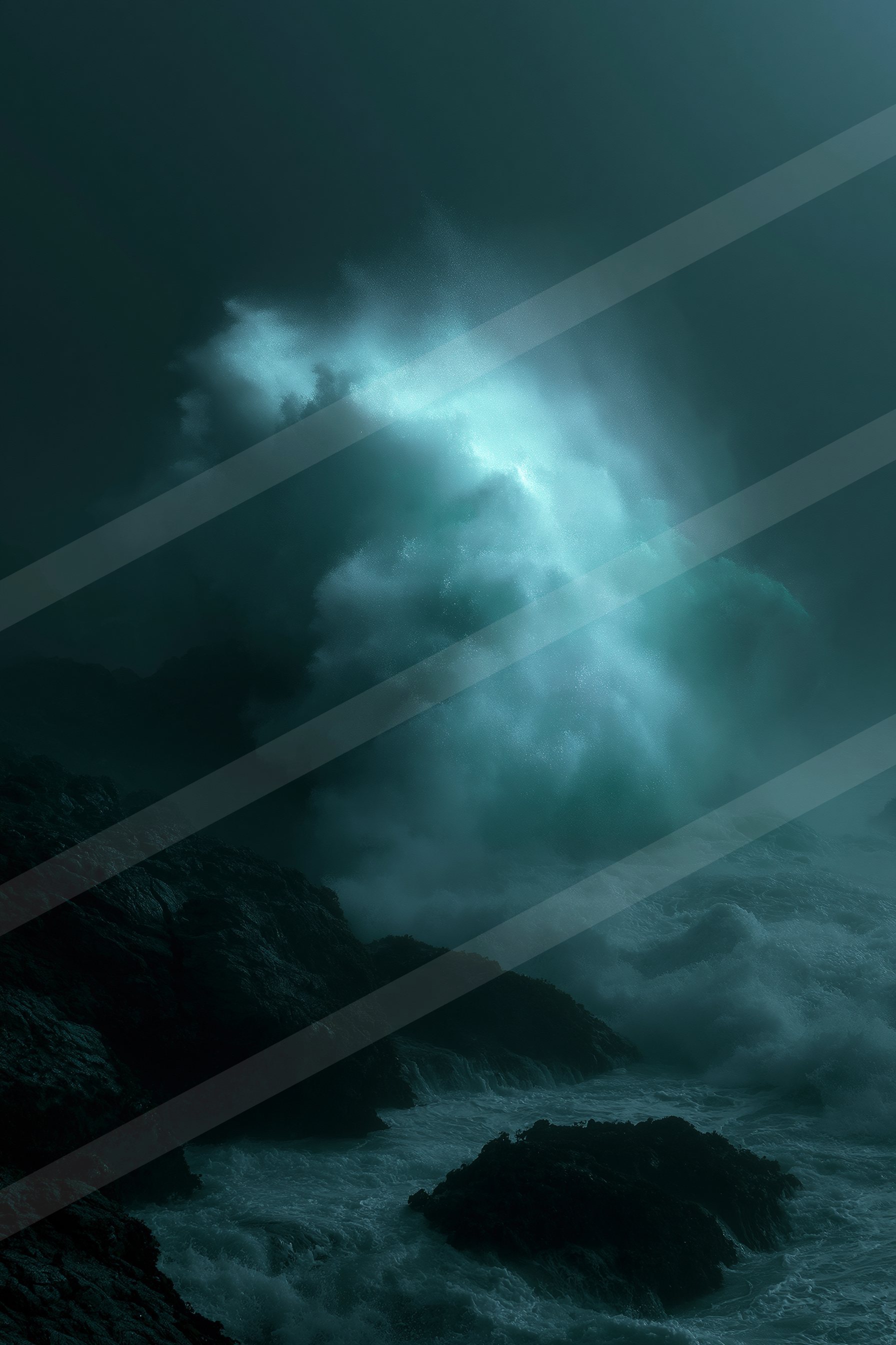 An ethereal sky scene of a storm, fog.