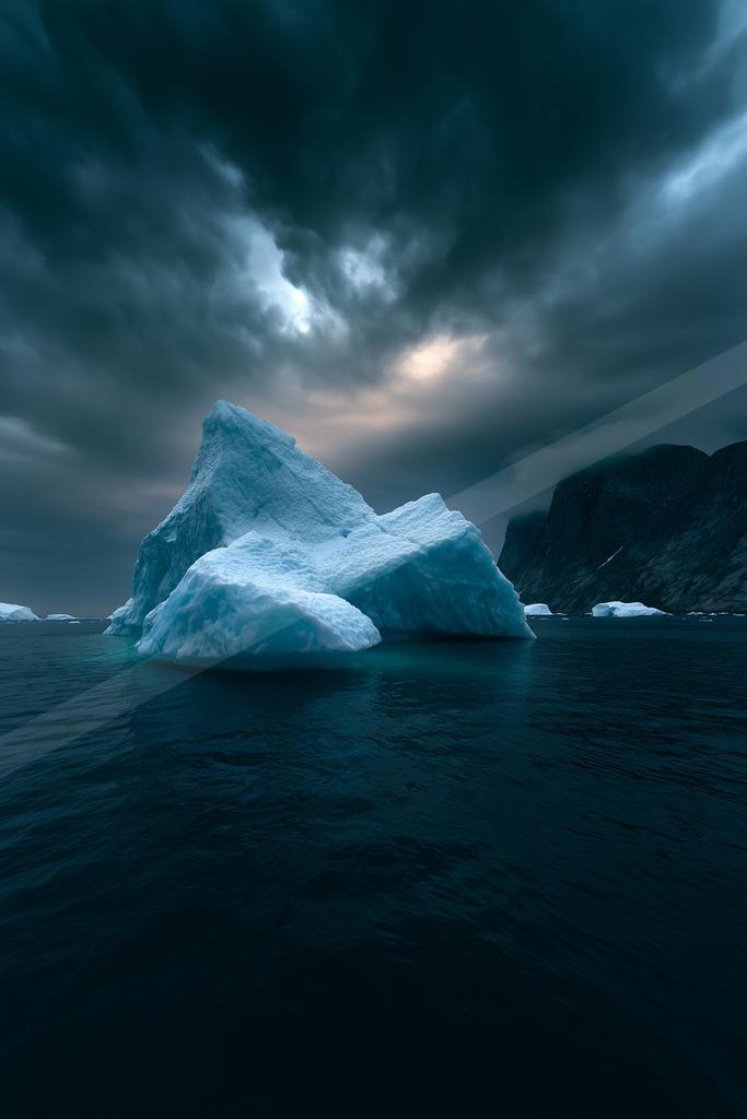 A blue hour water scene of ocean.