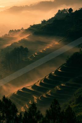 A moody landscape of valley, mountains, desert.