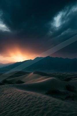 A moody landscape of desert.