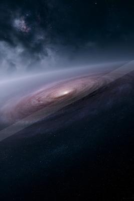 A moody sky scene of galaxy.