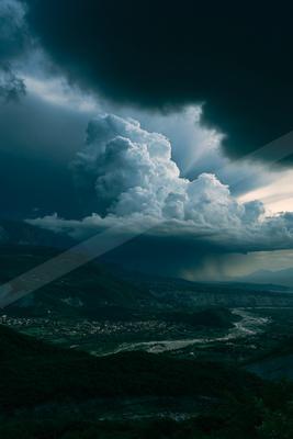 A dramatic sky scene of storm, clouds.