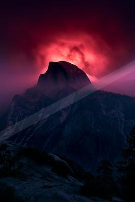 A dramatic landscape of mountains.