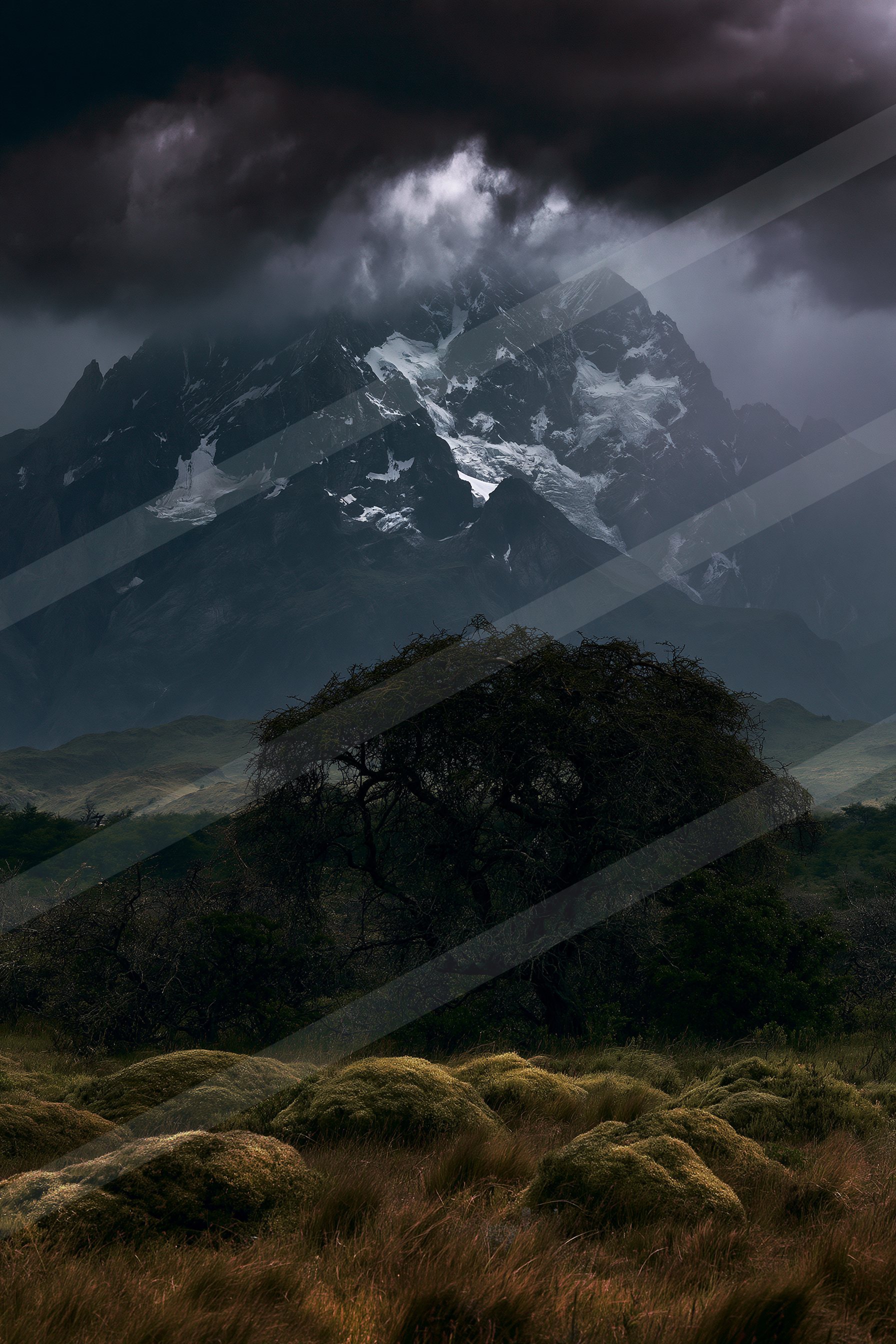 A dramatic panorama landscape of a volcano.