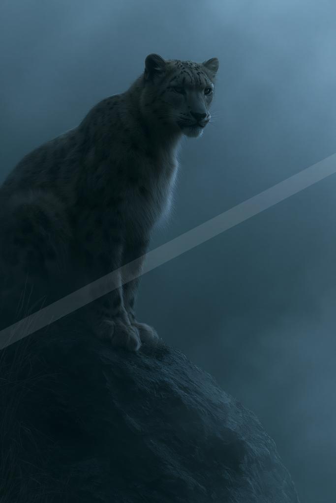 A black-toned moody photograph of snow leopard, egyptian cat, lynx.