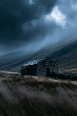 A night sky scene of storm, clouds.