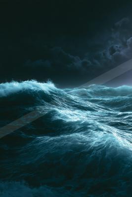 A dramatic water scene of an ocean waves, ripples.