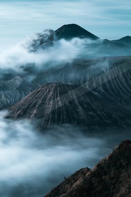A bright landscape of mountains.