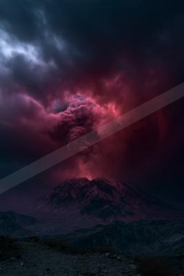 A dramatic sky scene of storm, clouds, mountains.