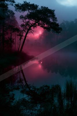 A serene water scene of lake.