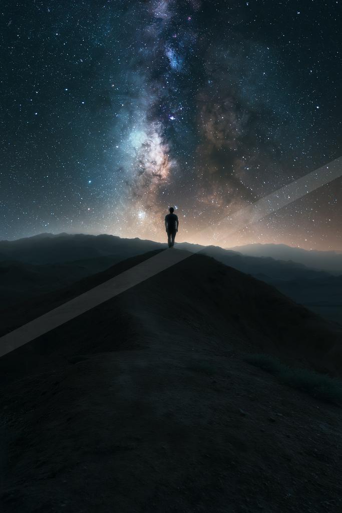 A night sky scene of starry sky, silhouette.