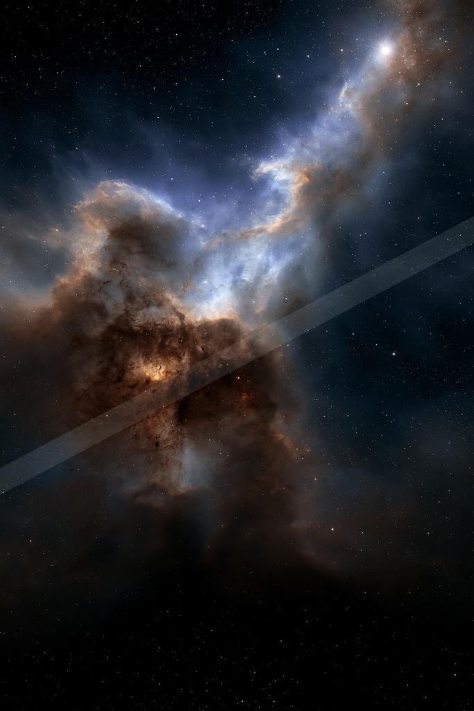 A dramatic sky scene of starry sky, clouds.