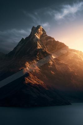 An ethereal panorama landscape of a mountains.