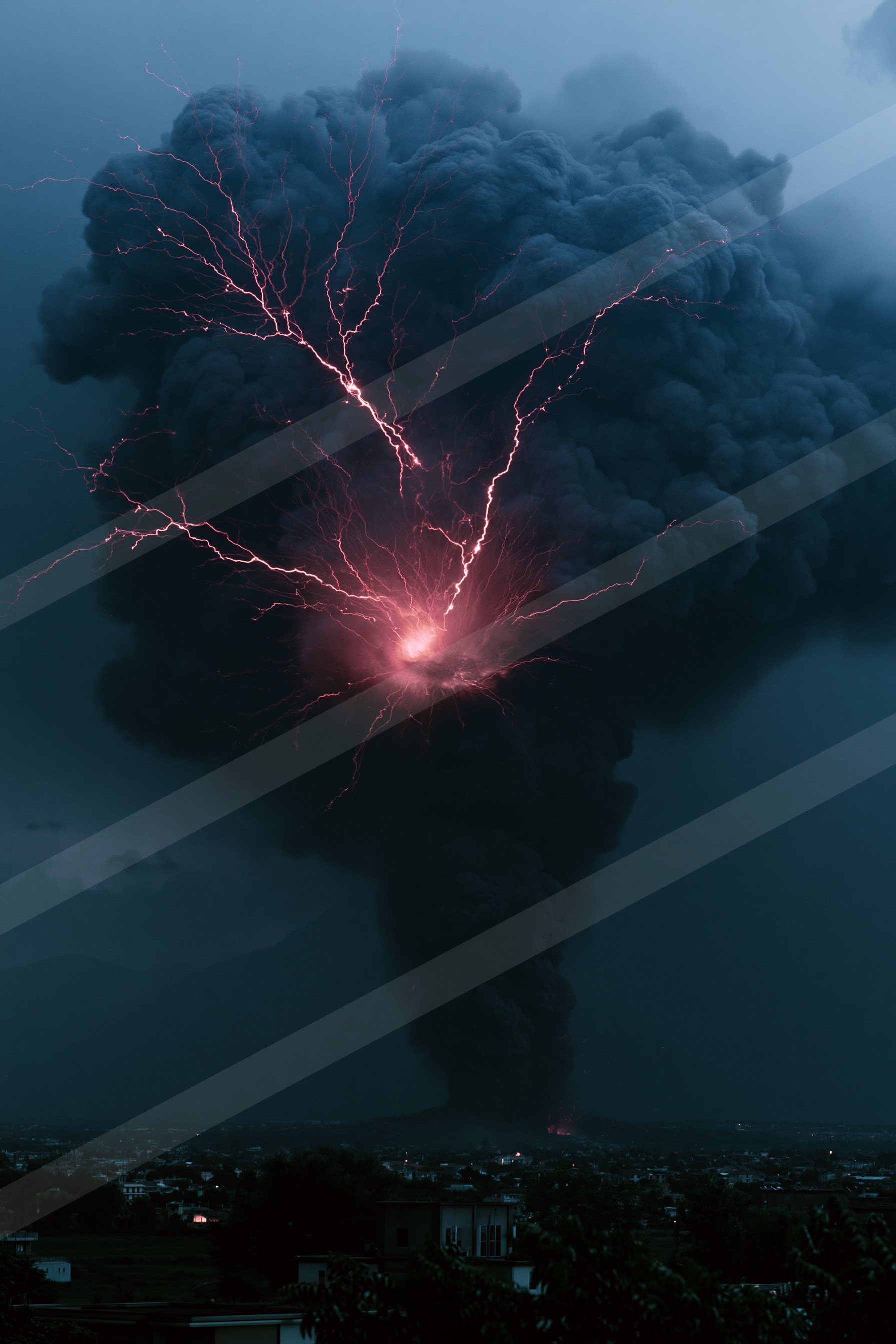 A dramatic sky scene of a lightning.