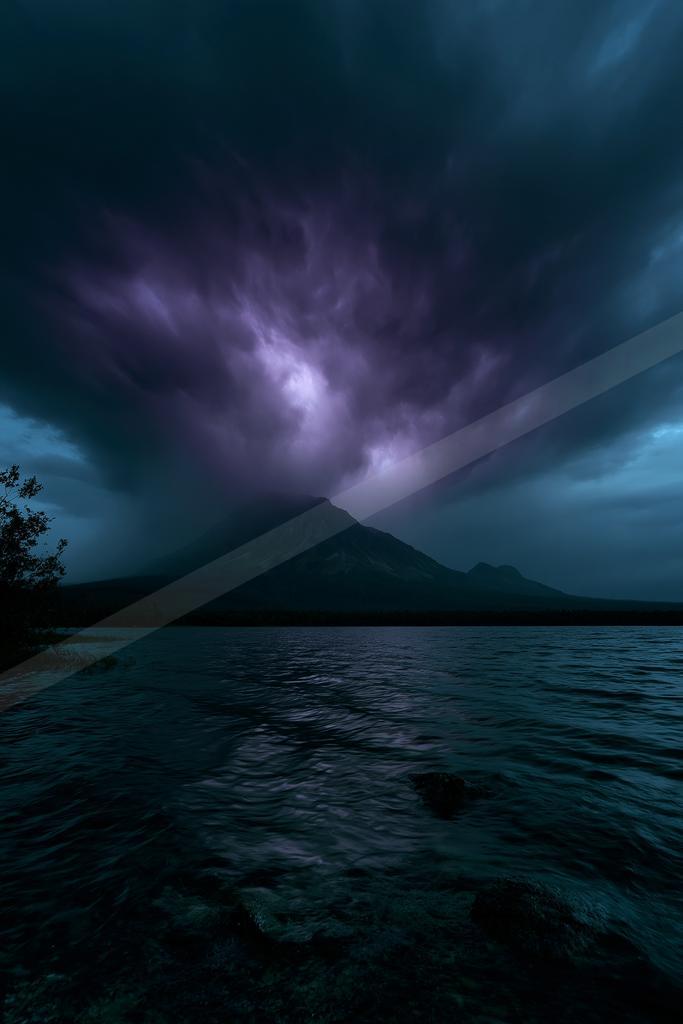A night sky scene of a storm.