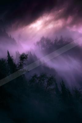 A night sky scene of storm, clouds, starry sky.