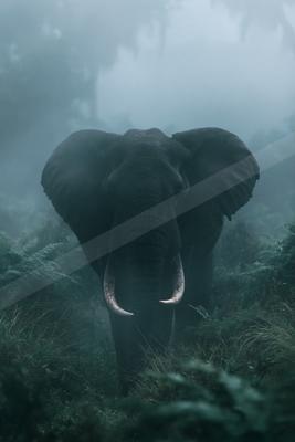 A moody wildlife photo of wildlife, fog.