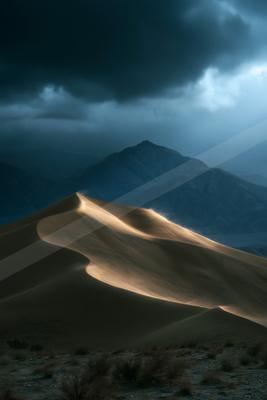 A dramatic landscape of desert.