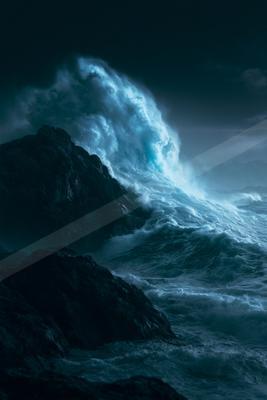 An ethereal water scene of an ocean waves.