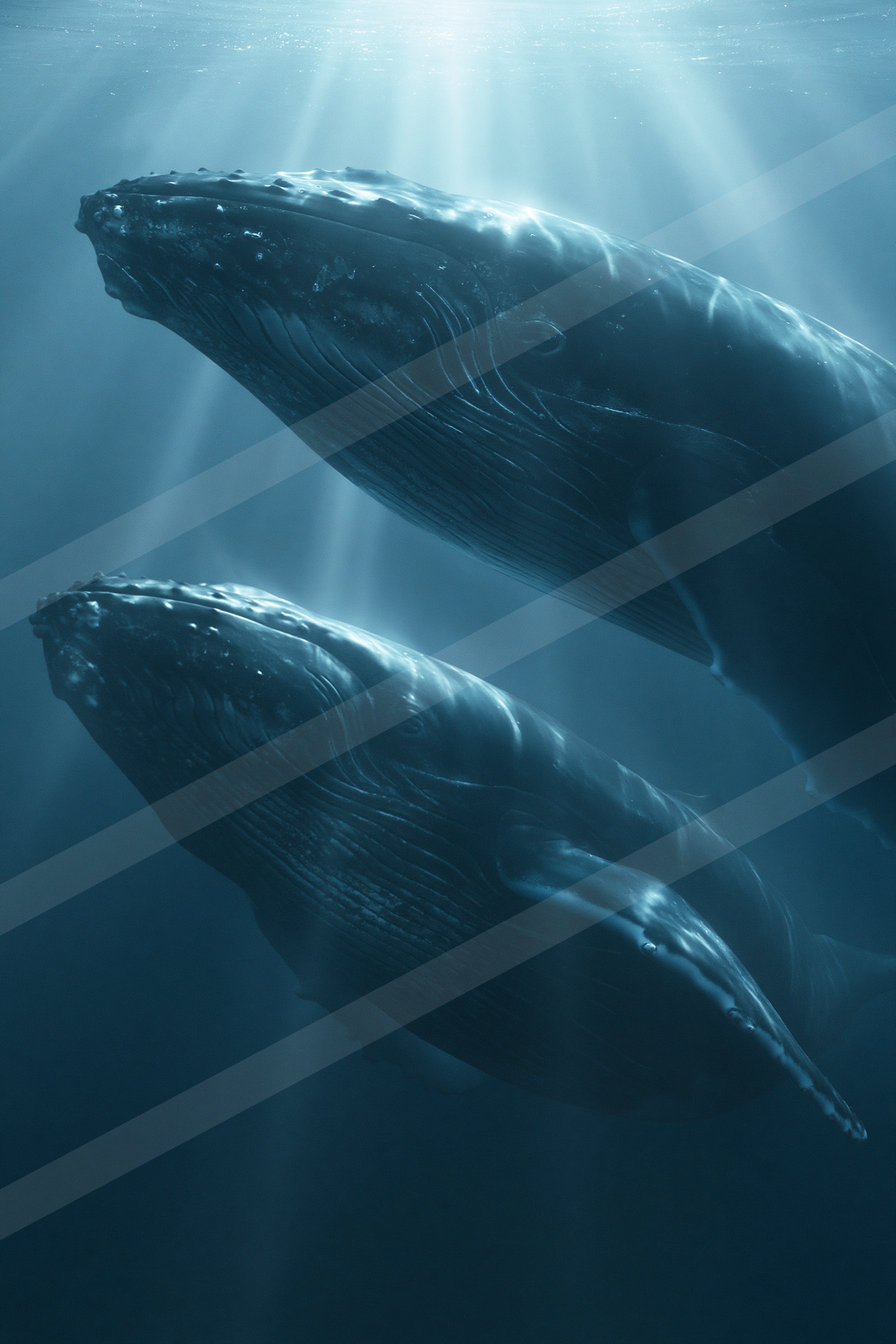 Light rays in the sunny ocean.