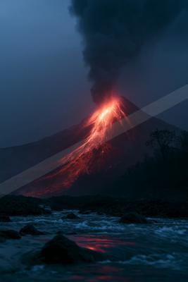 A moody landscape of mountains.