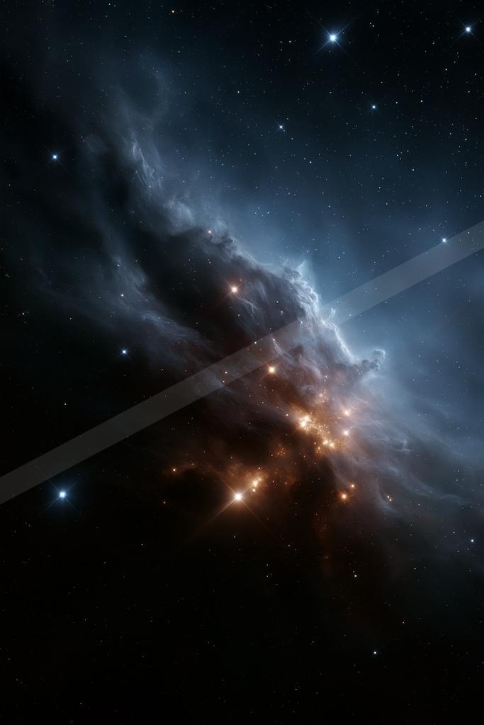 A moody sky scene of starry sky, still life.