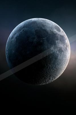 Realistic image of the moon showing detailed craters and surface texture against a dark starry background