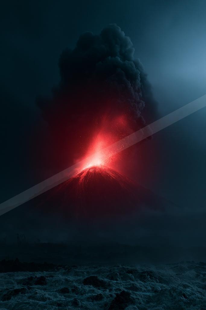 A moody landscape of mountains.