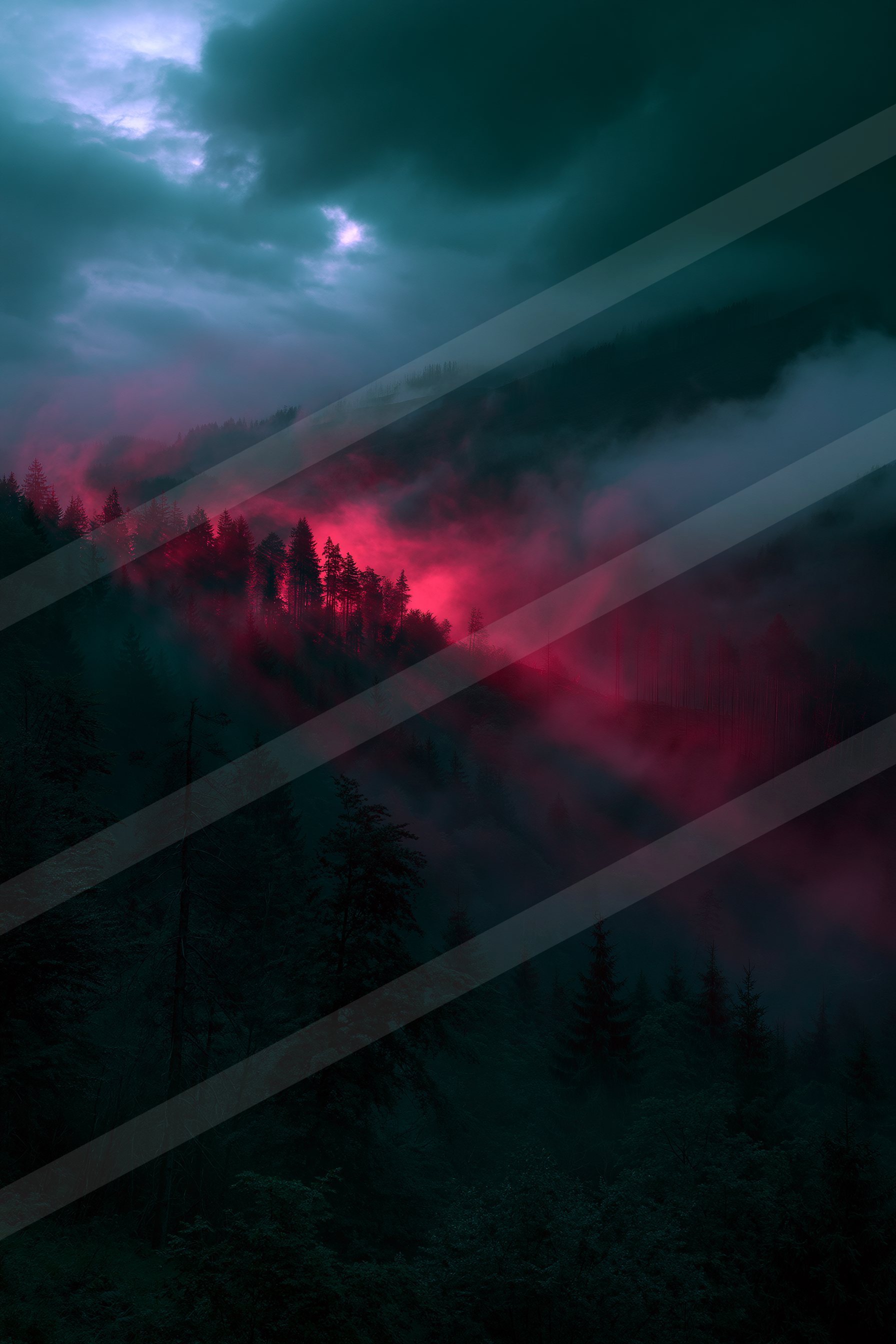 An ethereal high contrast sky scene of a sunrise, fog.