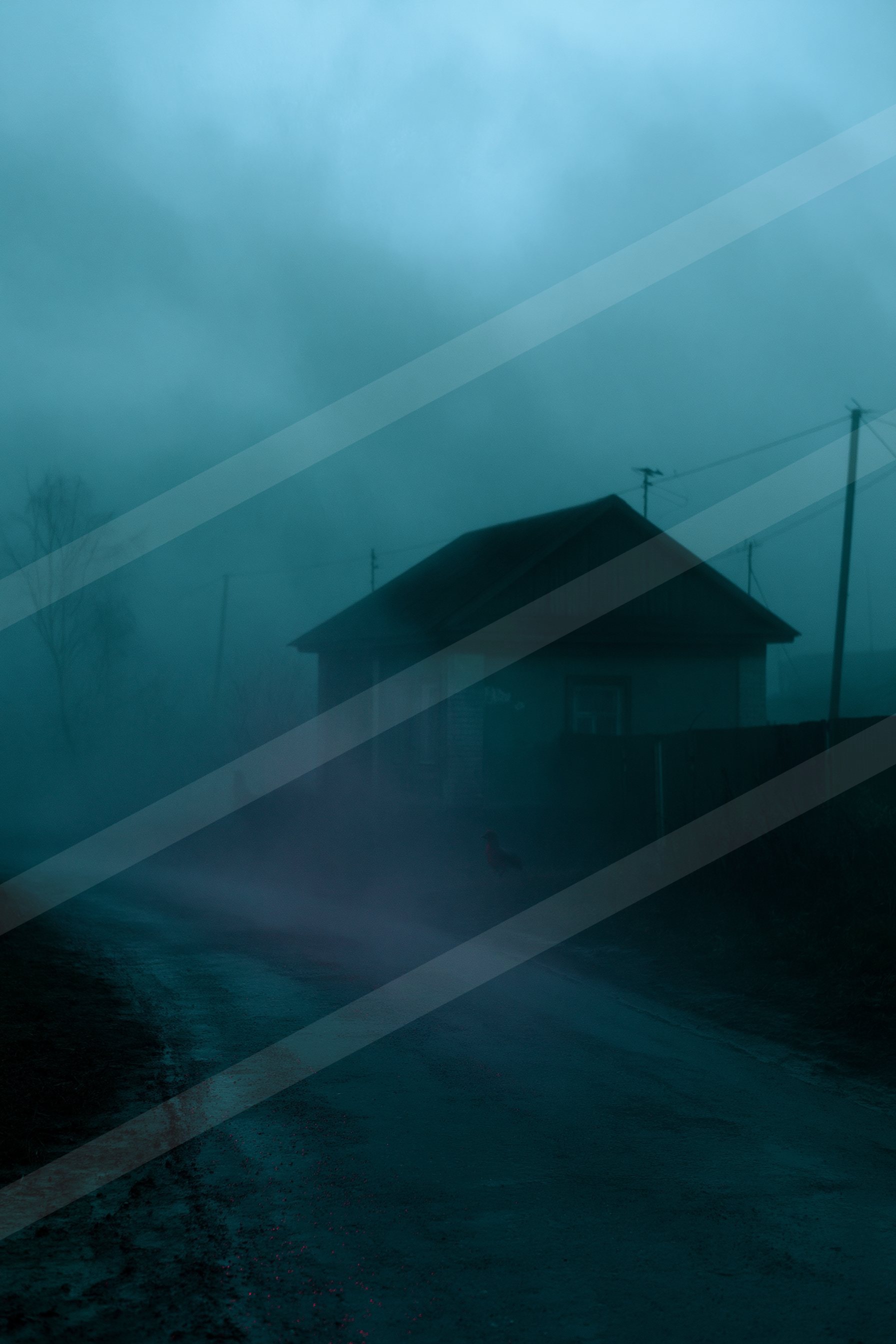 A mysterious motion blur sky scene of a rain, fog.