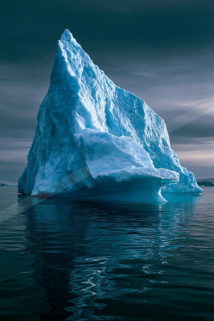A blue hour water scene of ocean.