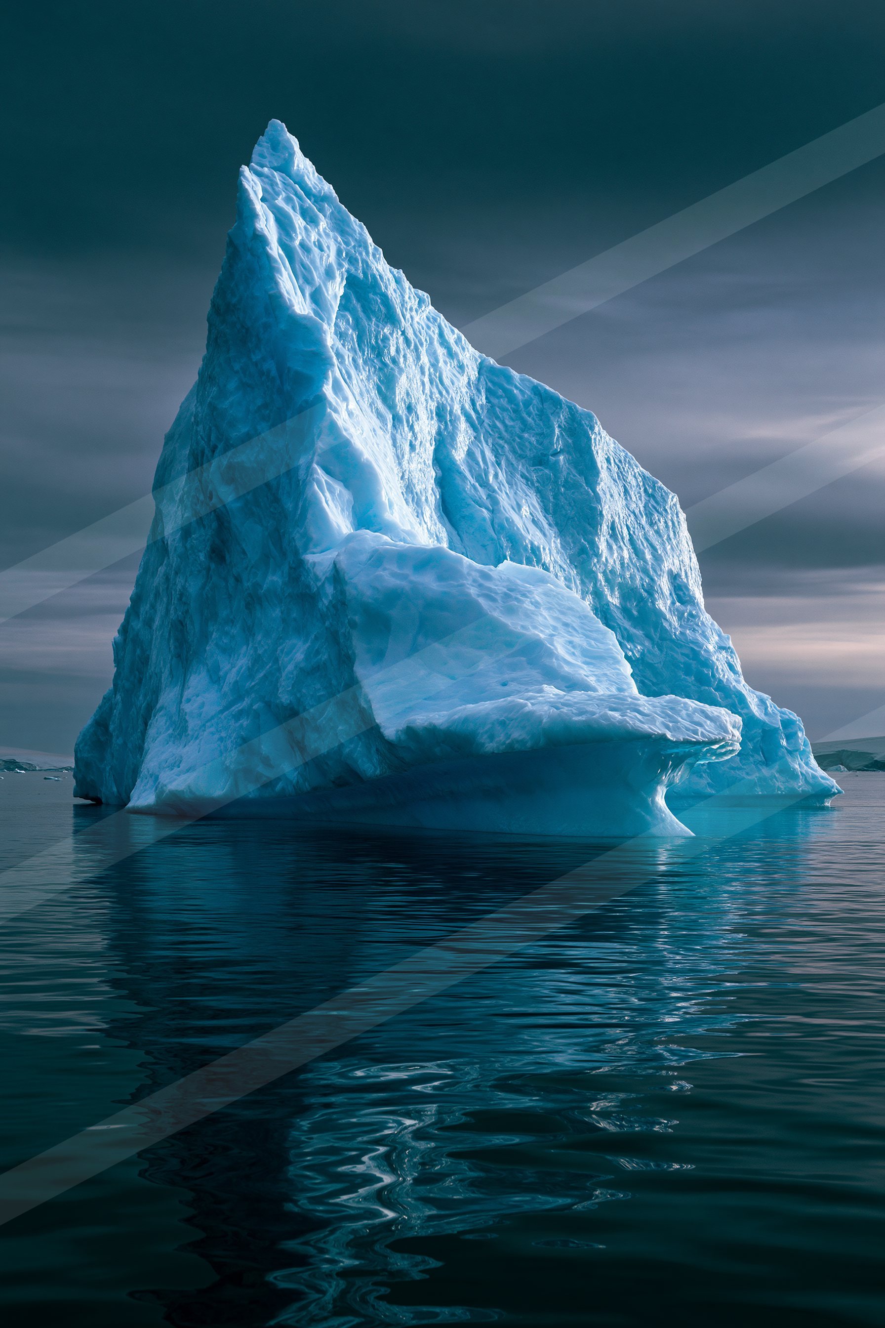 A blue hour landscape of a glacier, ice.