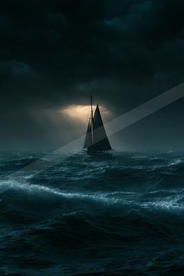 A black-toned moody photograph of schooner, catamaran, yawl.