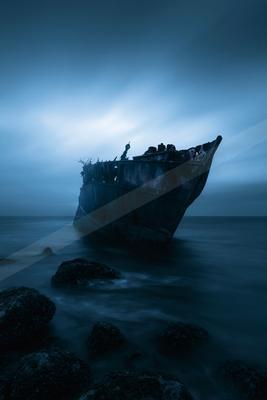 A moody water scene of ocean.