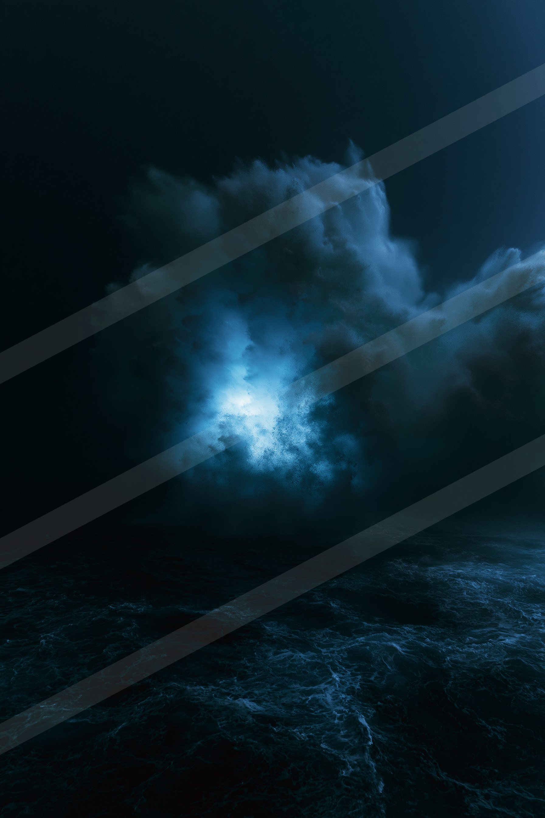 A night sky scene of a storm, fog.