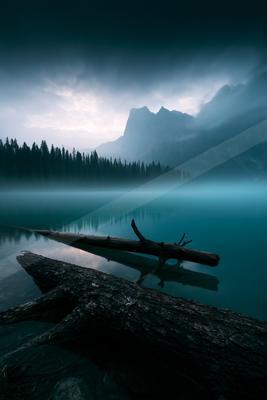 A serene water scene of lake.