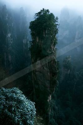 A mysterious landscape of a cliff.