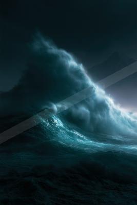 A dramatic water scene of an ocean waves.