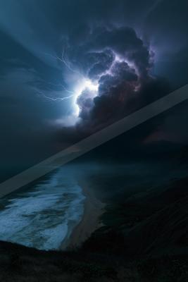 A night sky scene of storm.