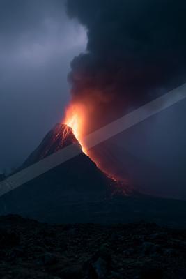 A moody landscape of mountains.