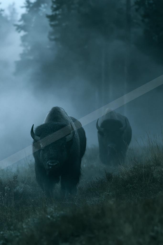 A moody wildlife photo of wildlife, fog.