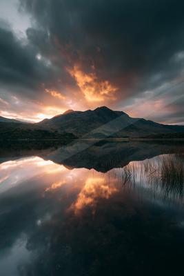 A moody water scene of lake.