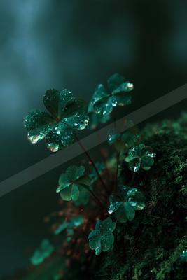 A mysterious macro nature scene of a fern, reflection.