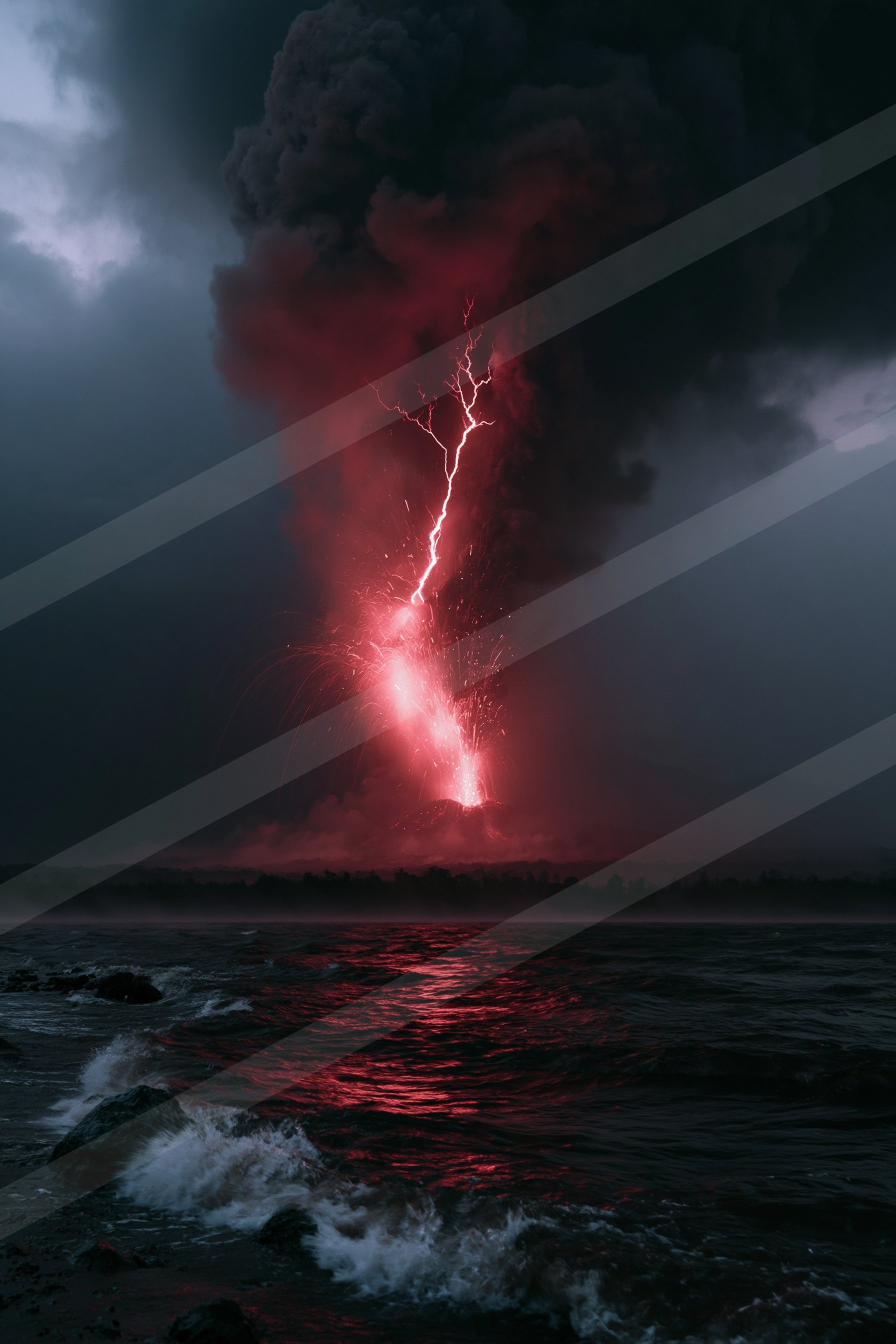 A dramatic sky scene of a lightning.